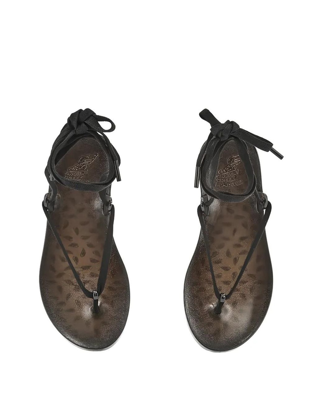 Ancient Greek Sandals White Lace-Up Thong Sandals