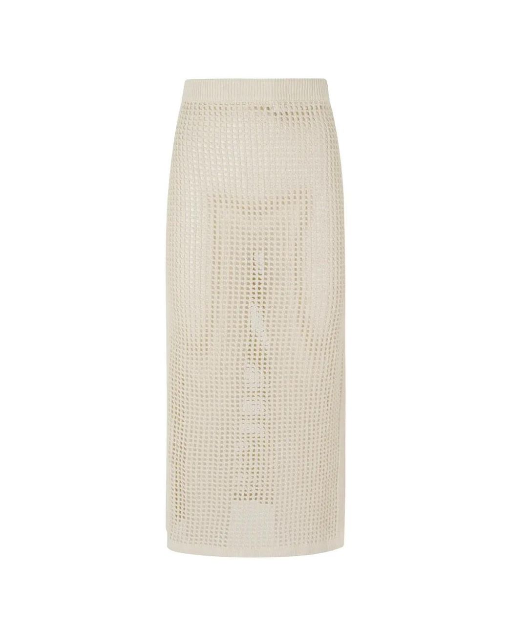 Mc2 Saint Barth White Darline Crochet-Knit Midi Skirt