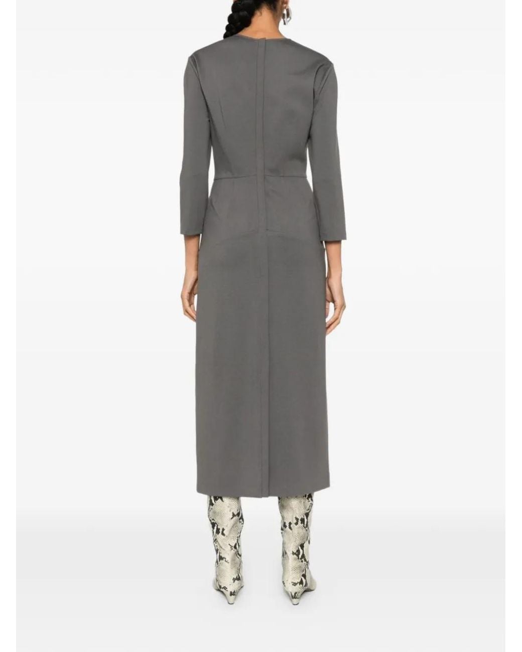 Fabiana Filippi Gray Crew Neck Midi Dress