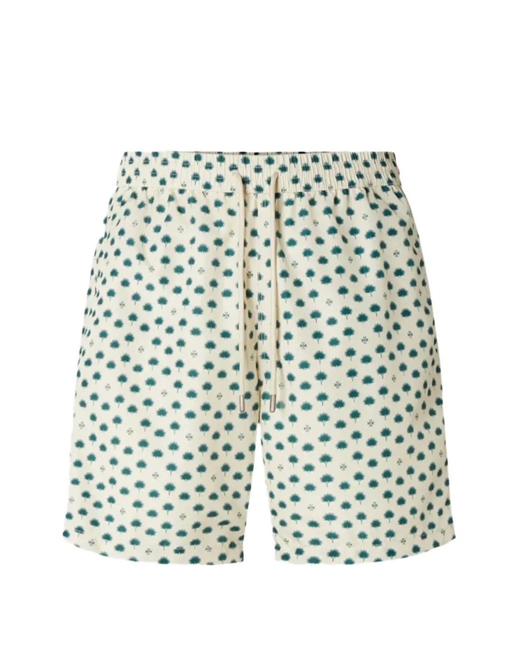 Jacob Cohen White Palm-Tree-Print Swim Shorts for men