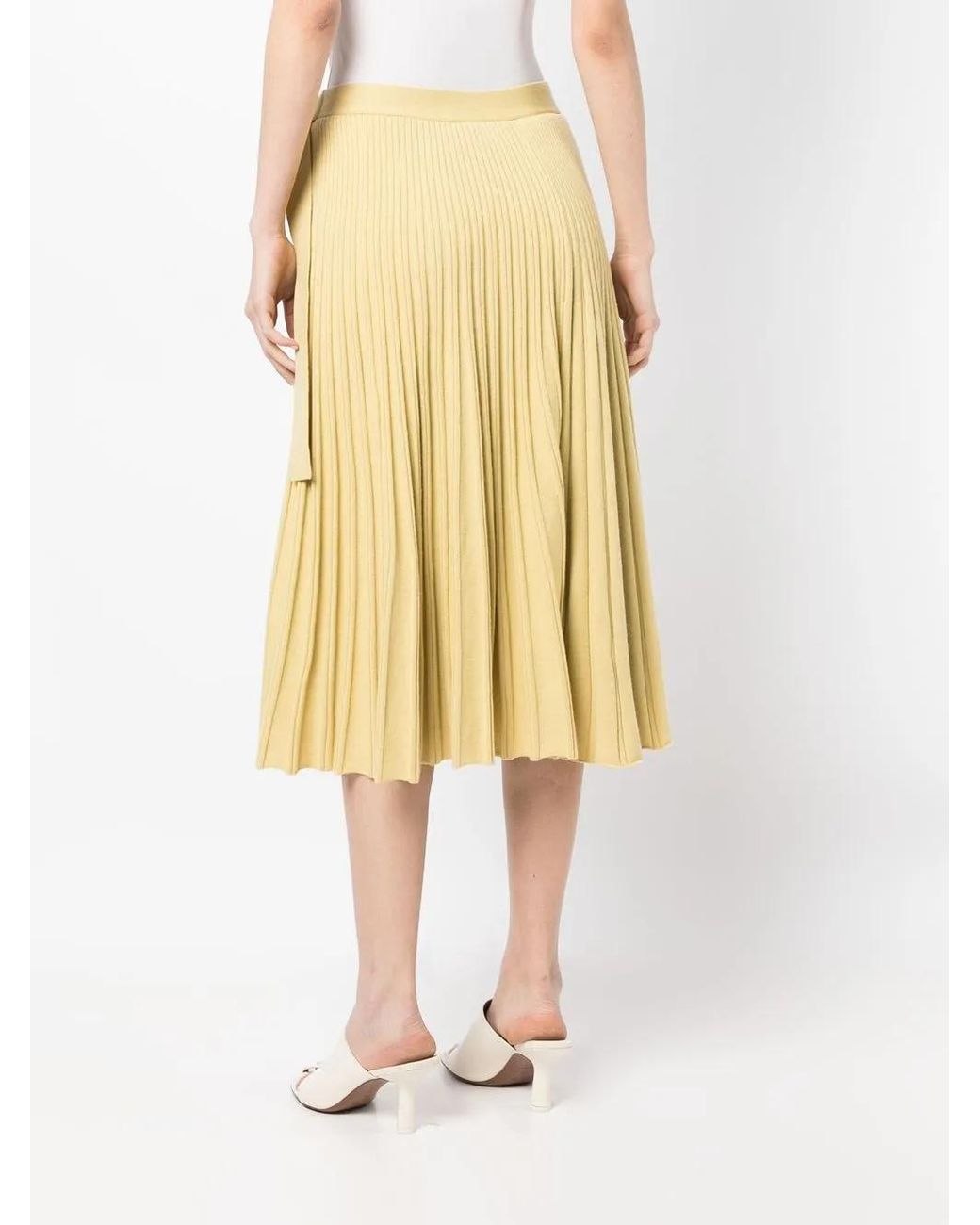 3.1 Phillip Lim Yellow Pleated Wool-Blend Midi Skirt