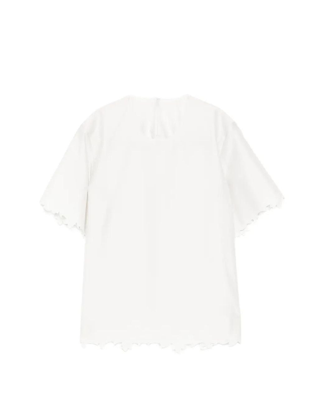 JNBY White Scalloped-Edge Short-Sleeve Top