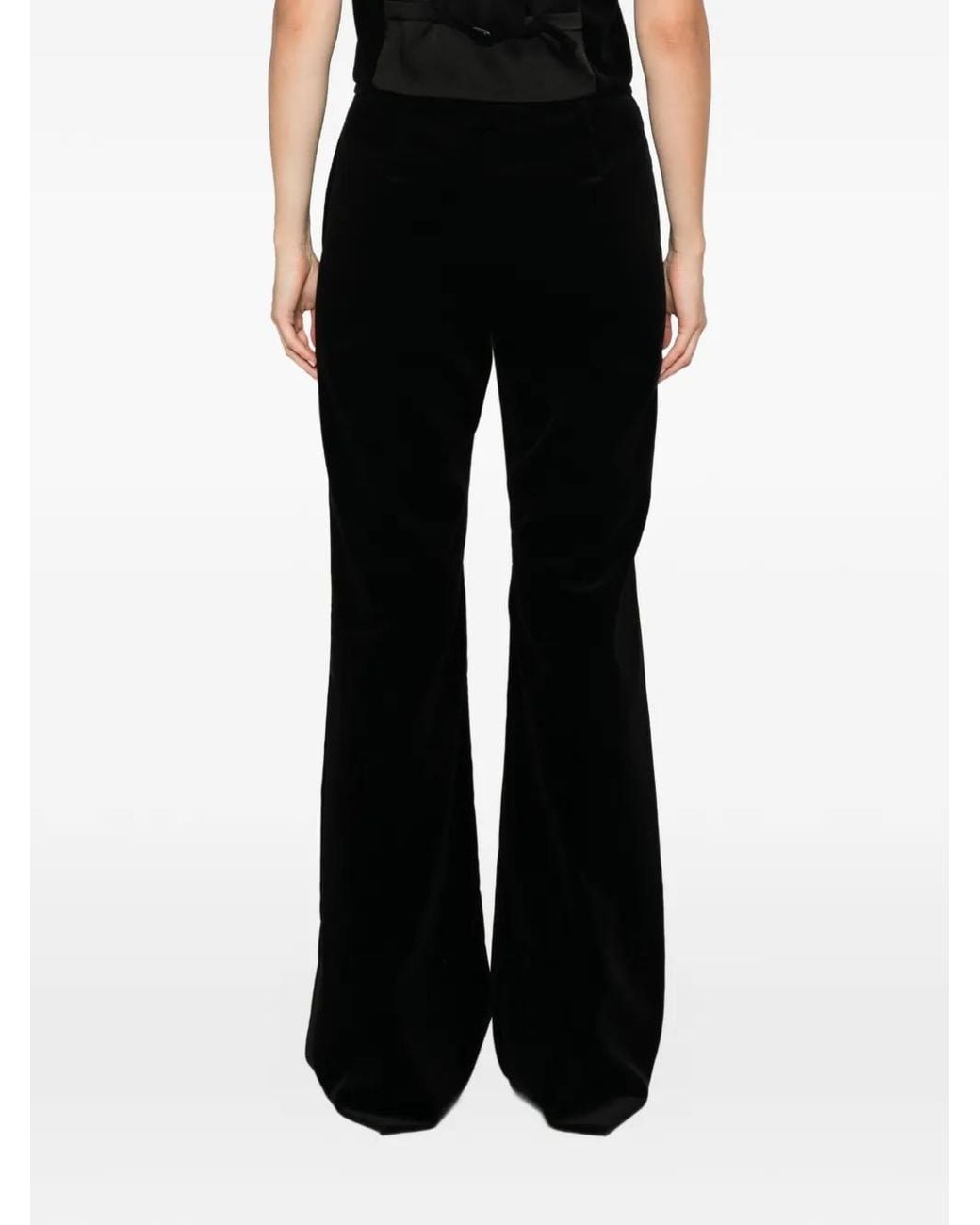 Max Mara Black Side-Stripe Velvet Trousers