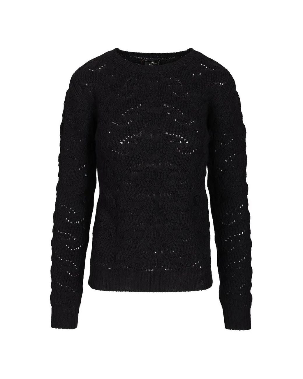 Etro Black Wool-Blend Sweater With Paisley Detailing