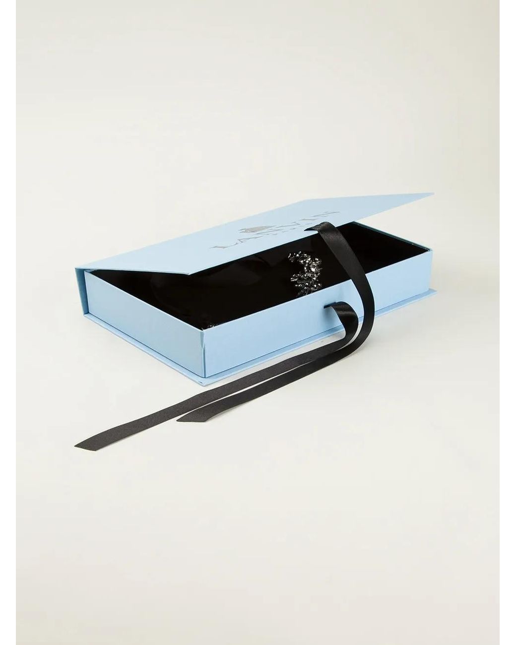 Lanvin Black Crystal Ribbon Necklace