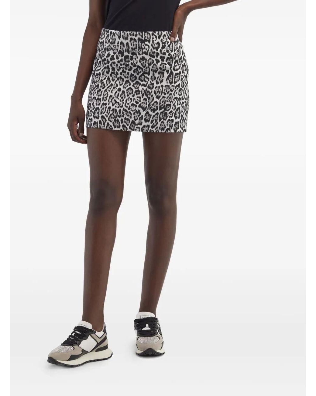 Roberto Cavalli Black Leopard-Print Mini Skirt