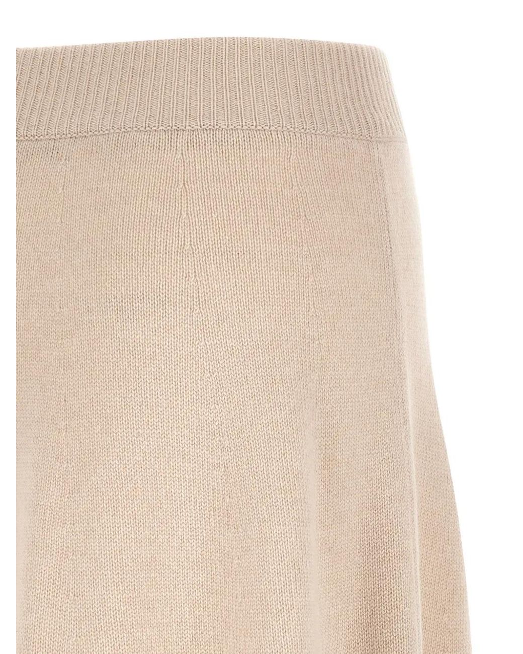 Agnona Natural Knitted Flared Cashmere Midi Skirt
