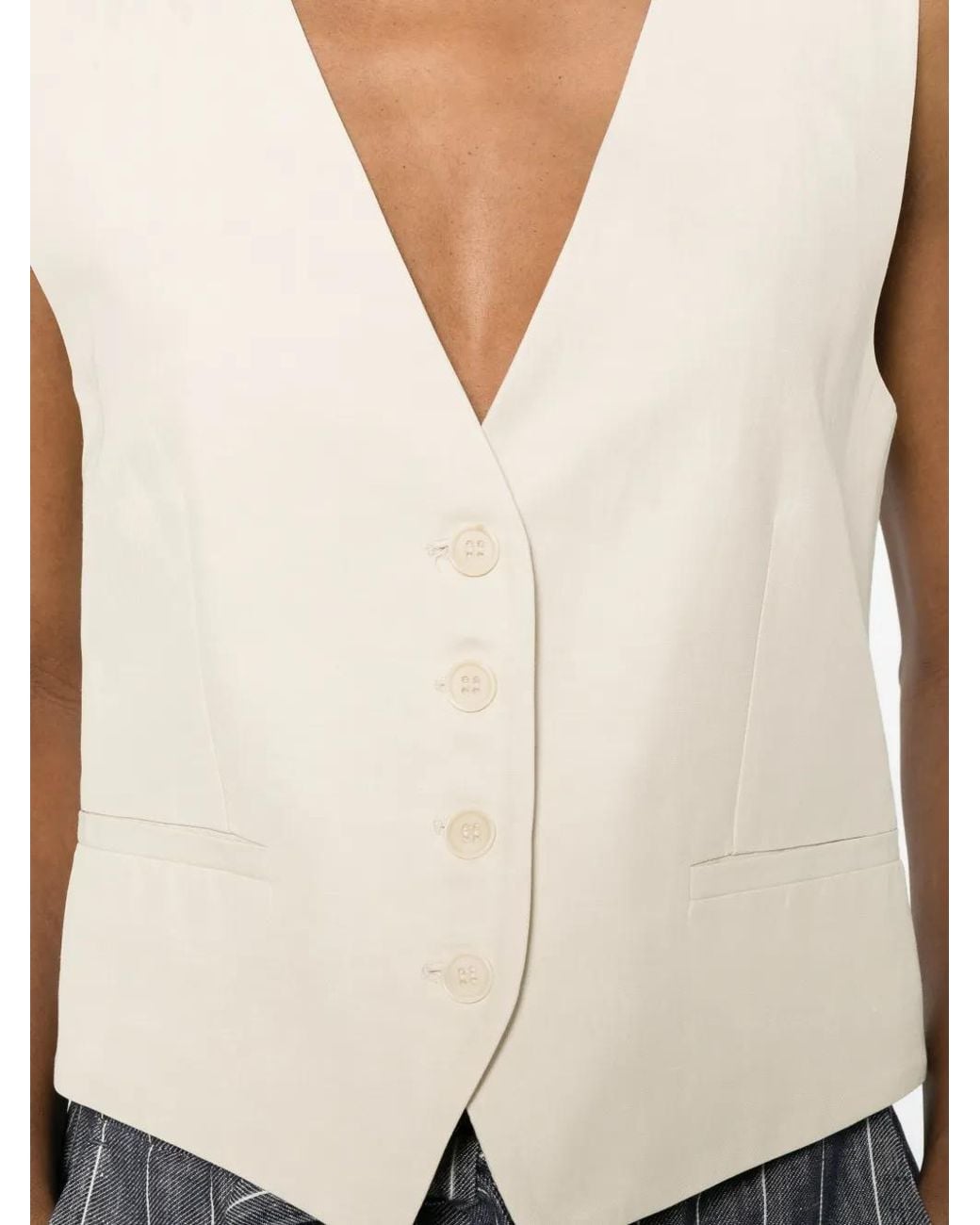 P.A.R.O.S.H. White V-Neck Button Vest