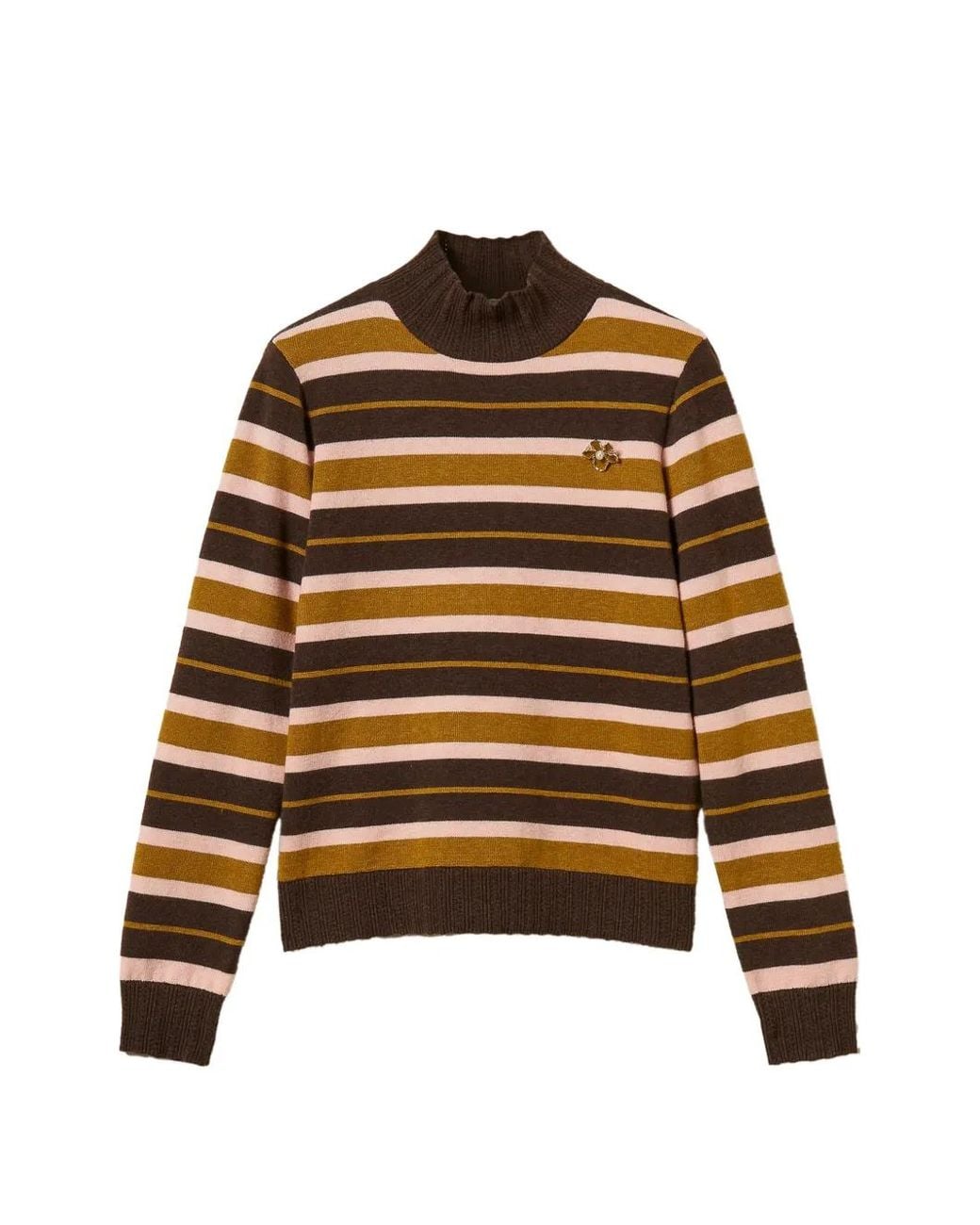Twinset Brown Rollkragenpullover Mit Brosche