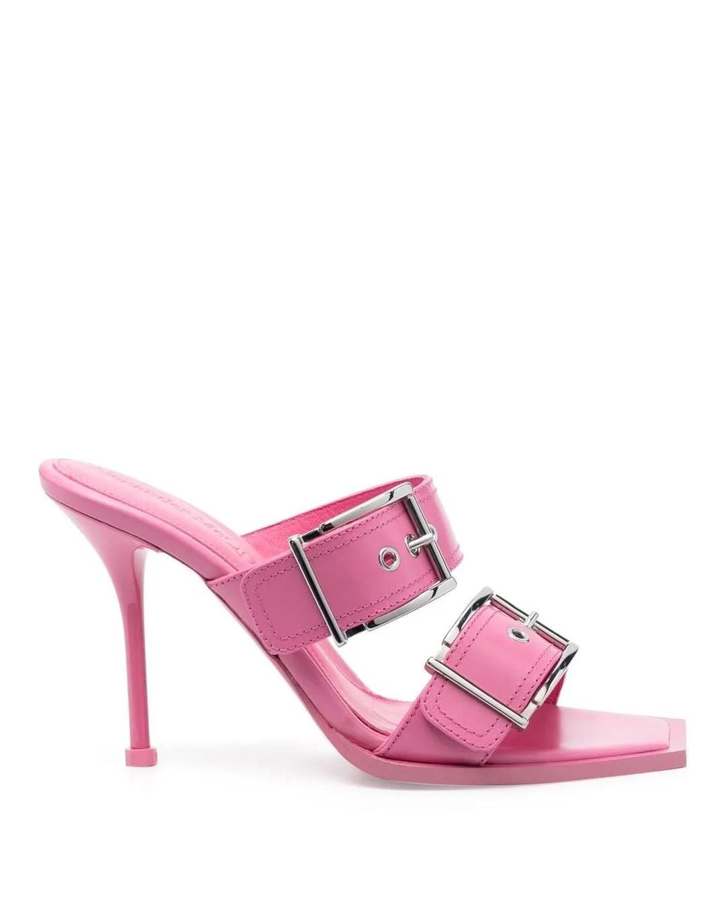 McQueen Pink Punk Double Buckle Leather Sandals