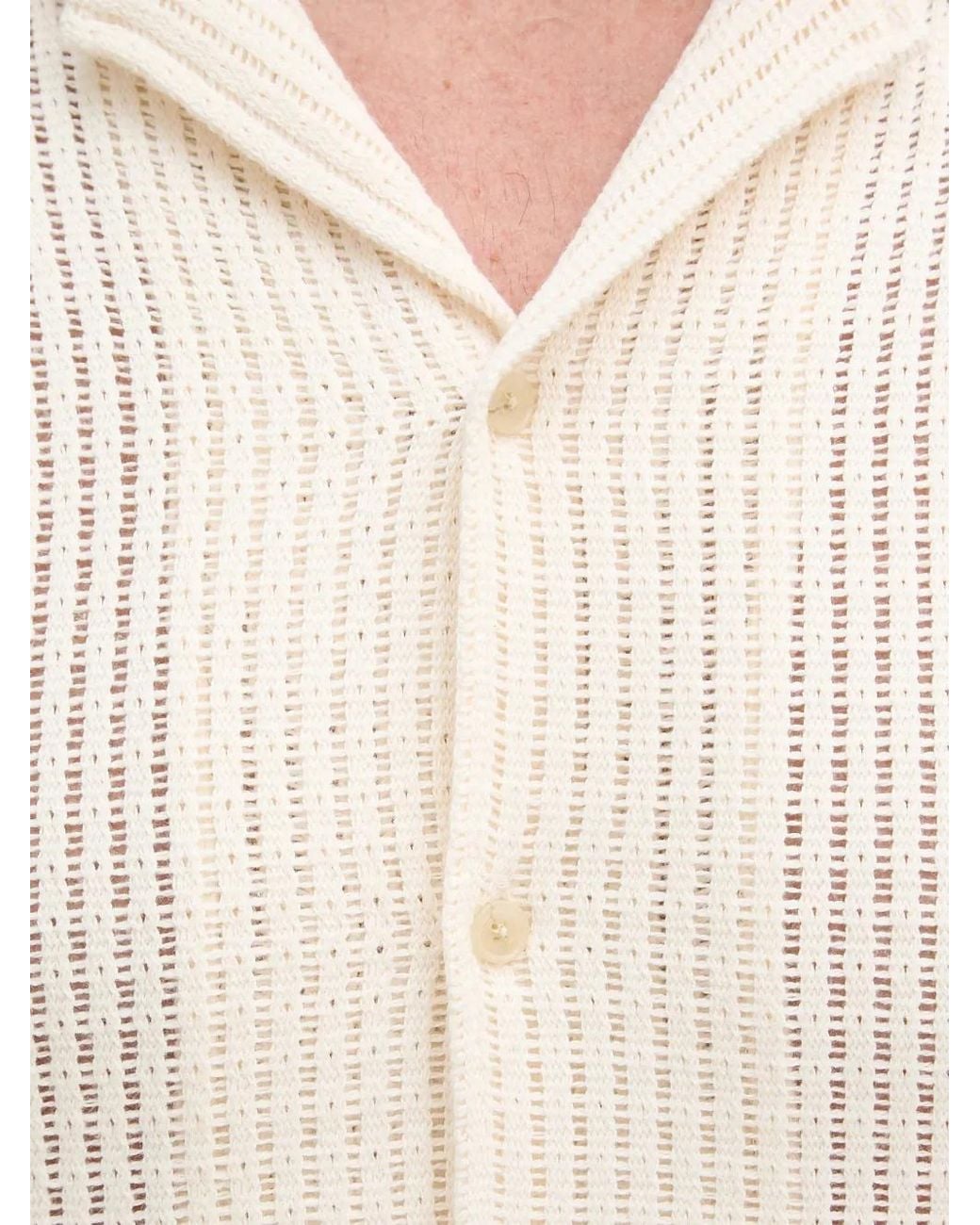 Joop! White Kawan Open-Knit Short-Sleeve Shirt for men
