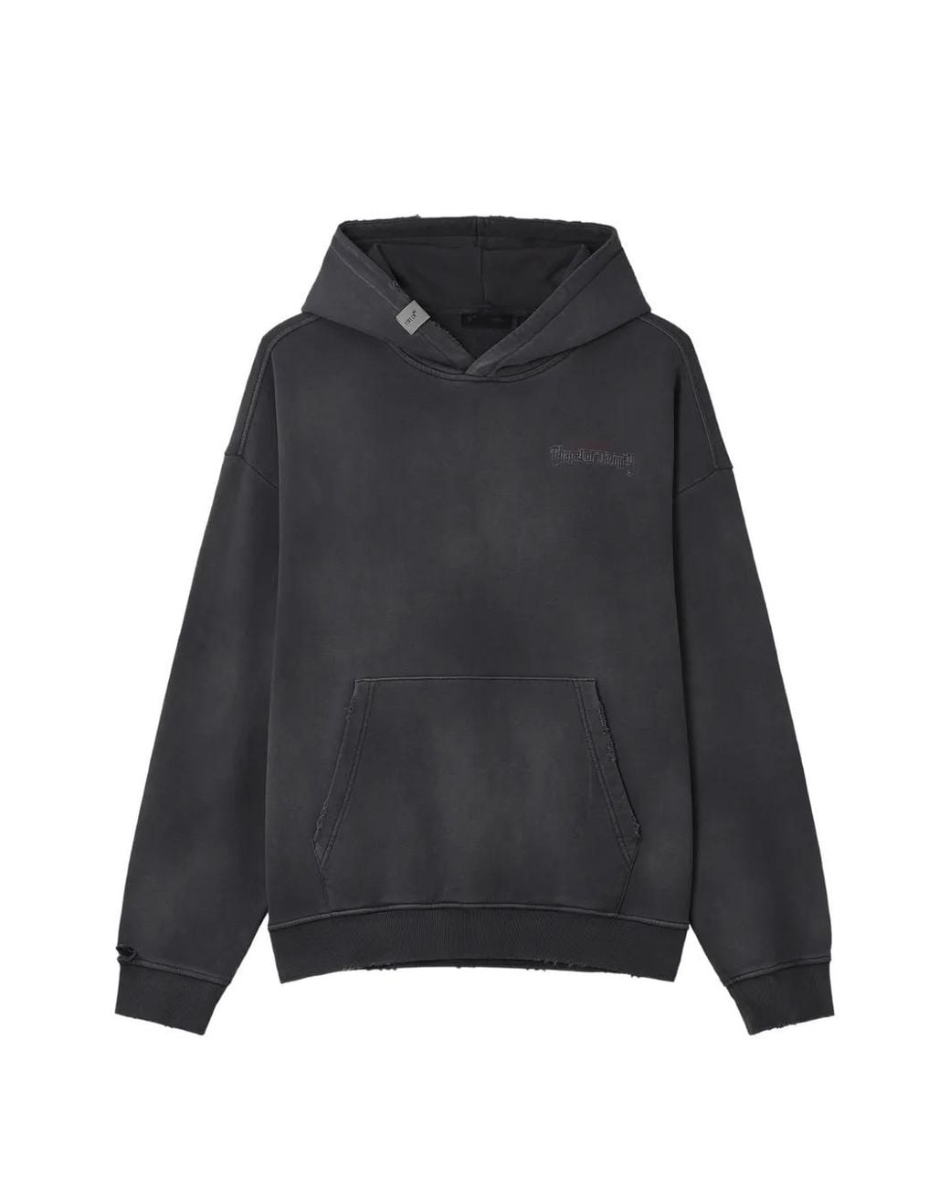 FIVE CM Black Graphic-Print Distressed Hoodie for men