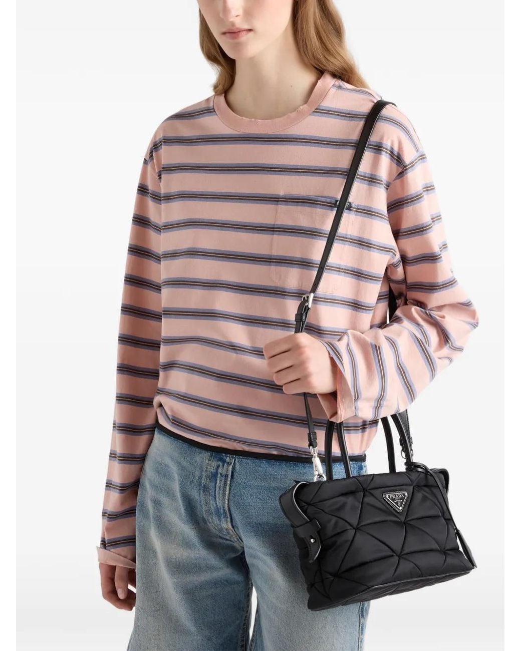 Prada Black Padded Re-Nylon Medium Tote Bag