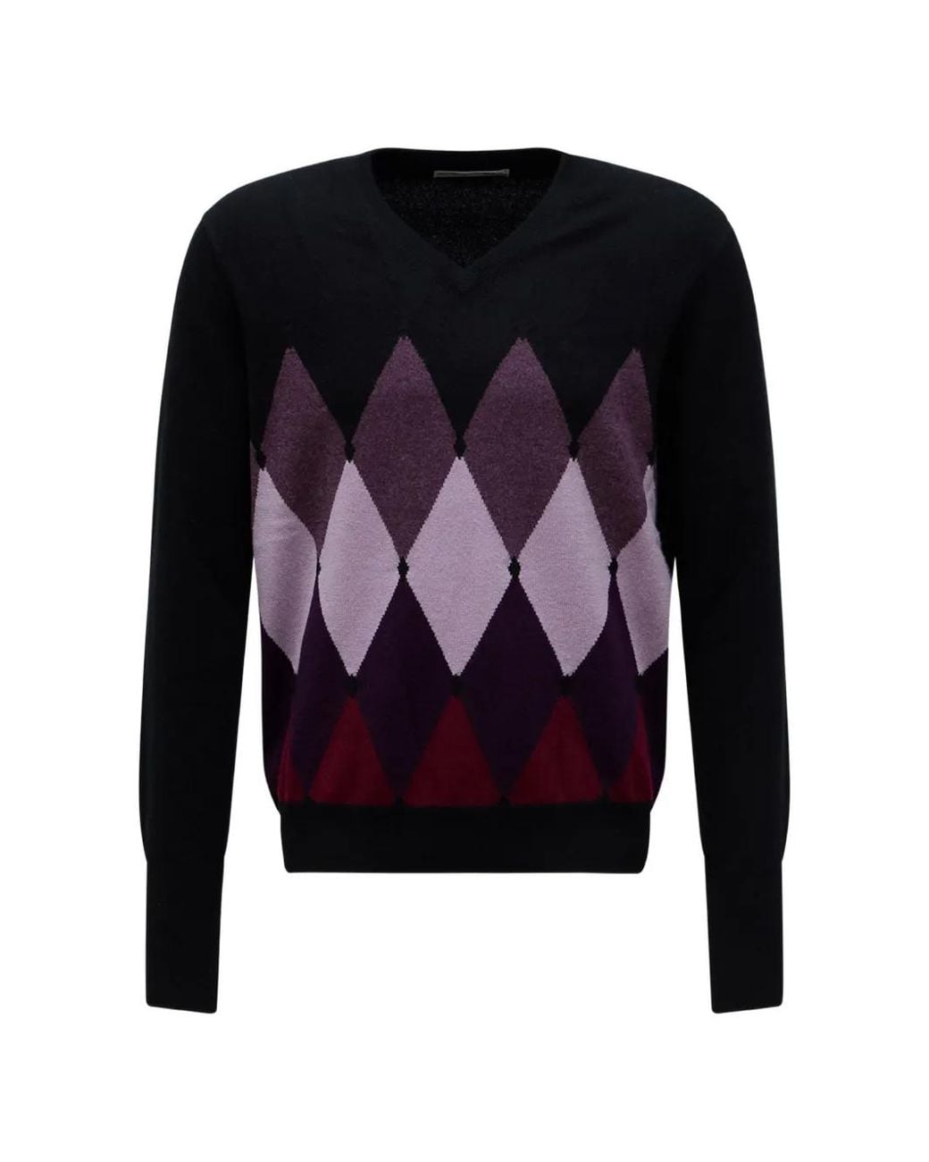Ballantyne Blue Argyle V-Neck Sweater for men