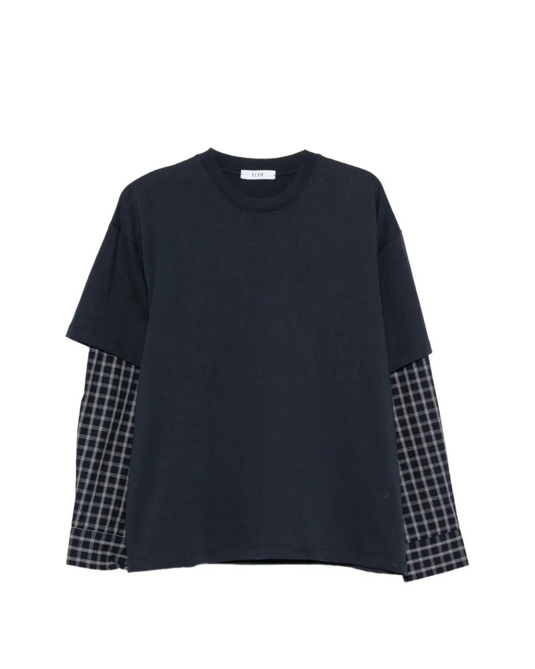 ELEH Blue T-Shirt Imprimé À Manches Superposées