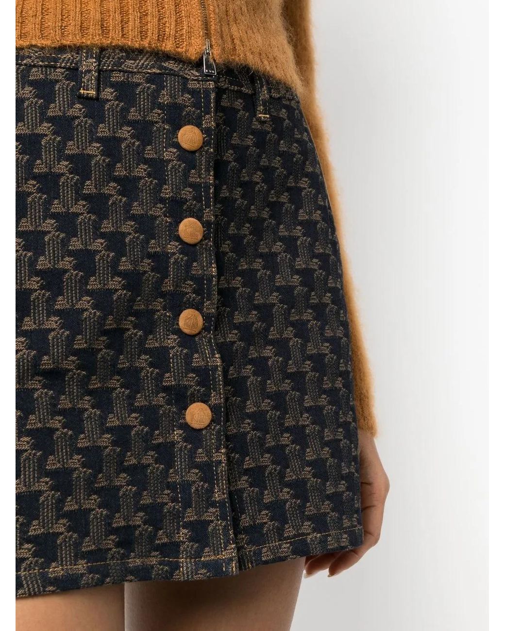 Lanvin Black Logo-Jacquard Denim Skirt