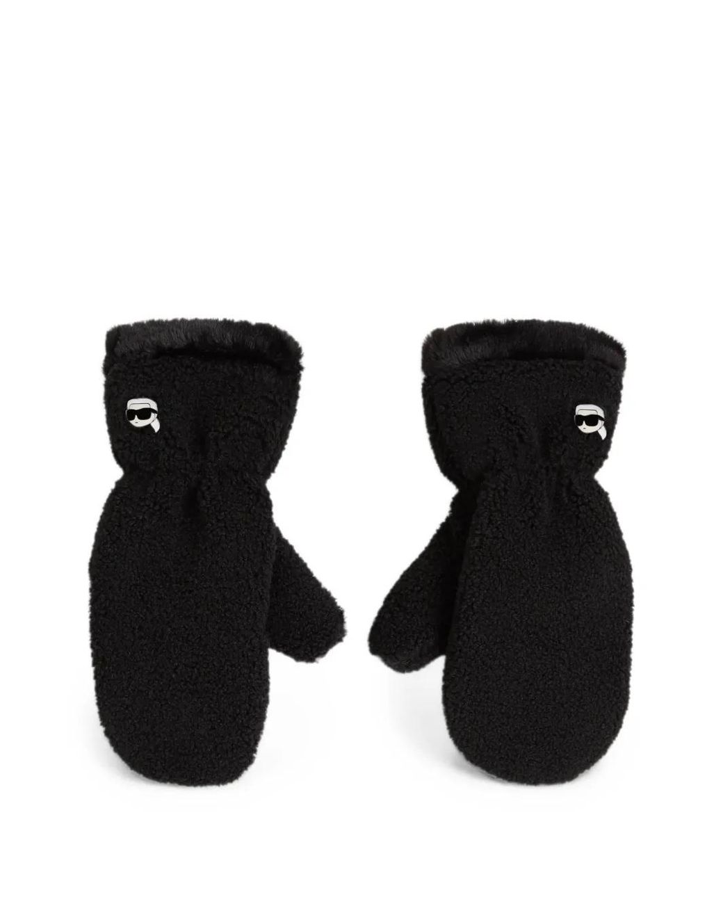 Karl Lagerfeld Black Ikon Shearling Mitten Gloves