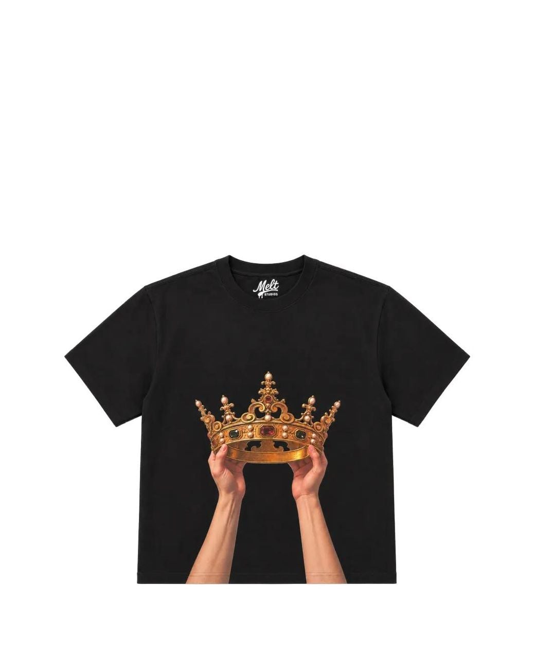 Melt Black Crown-Print T-Shirt for men