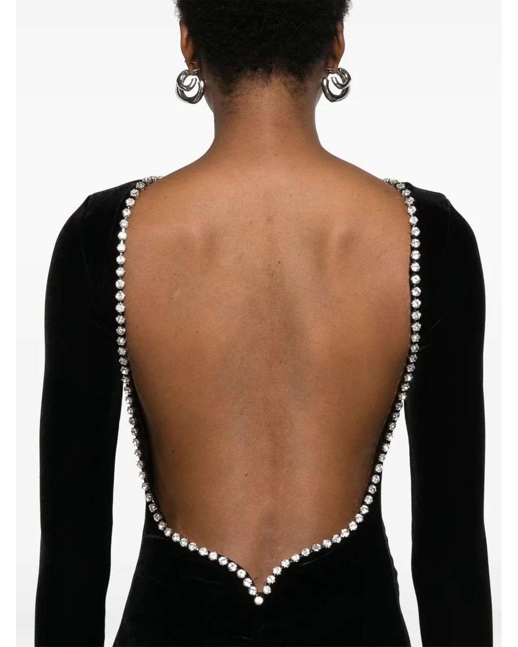 Nissa Black Backless Velvet Maxi Dress