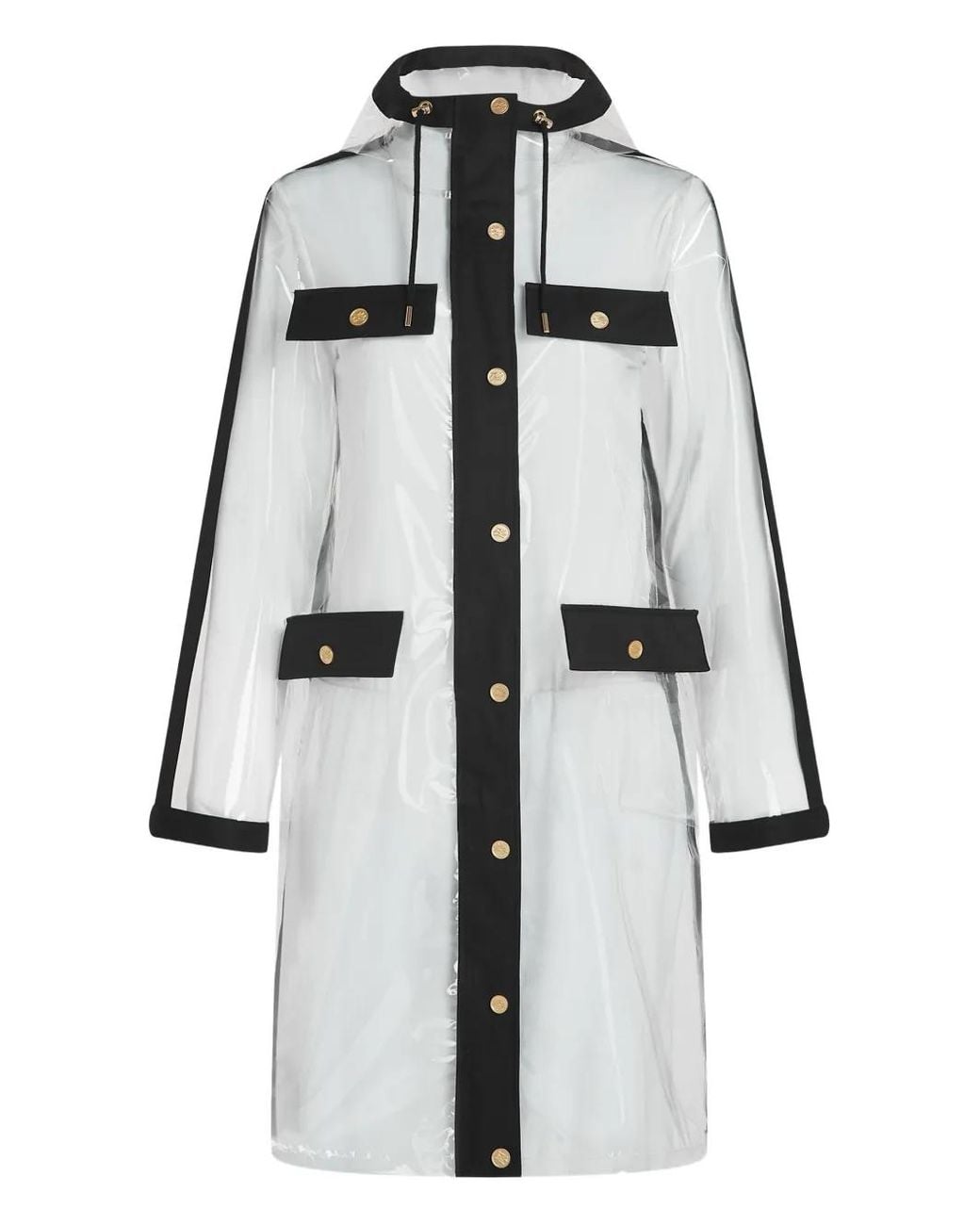 Karl Lagerfeld White Pockets Hooded Raincoat