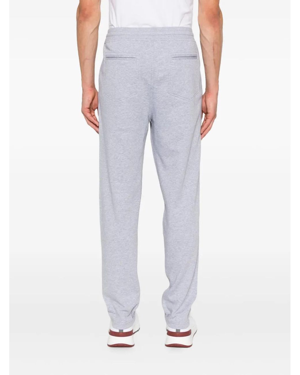Brunello Cucinelli Blue Drawstring Cotton Track Pants for men