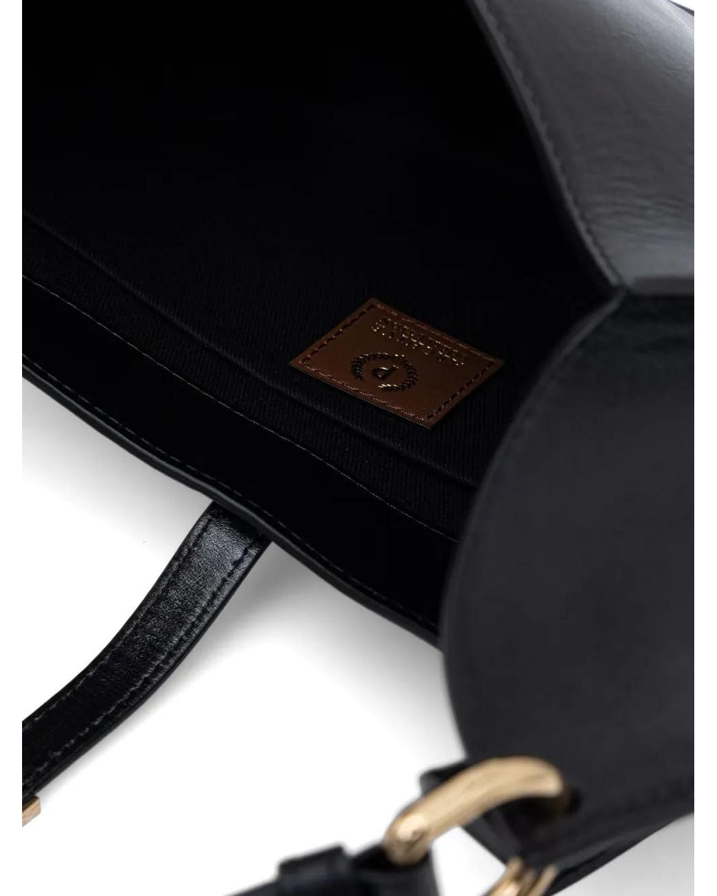 Pollini Black Logo-Plaque Studded Tote Bag