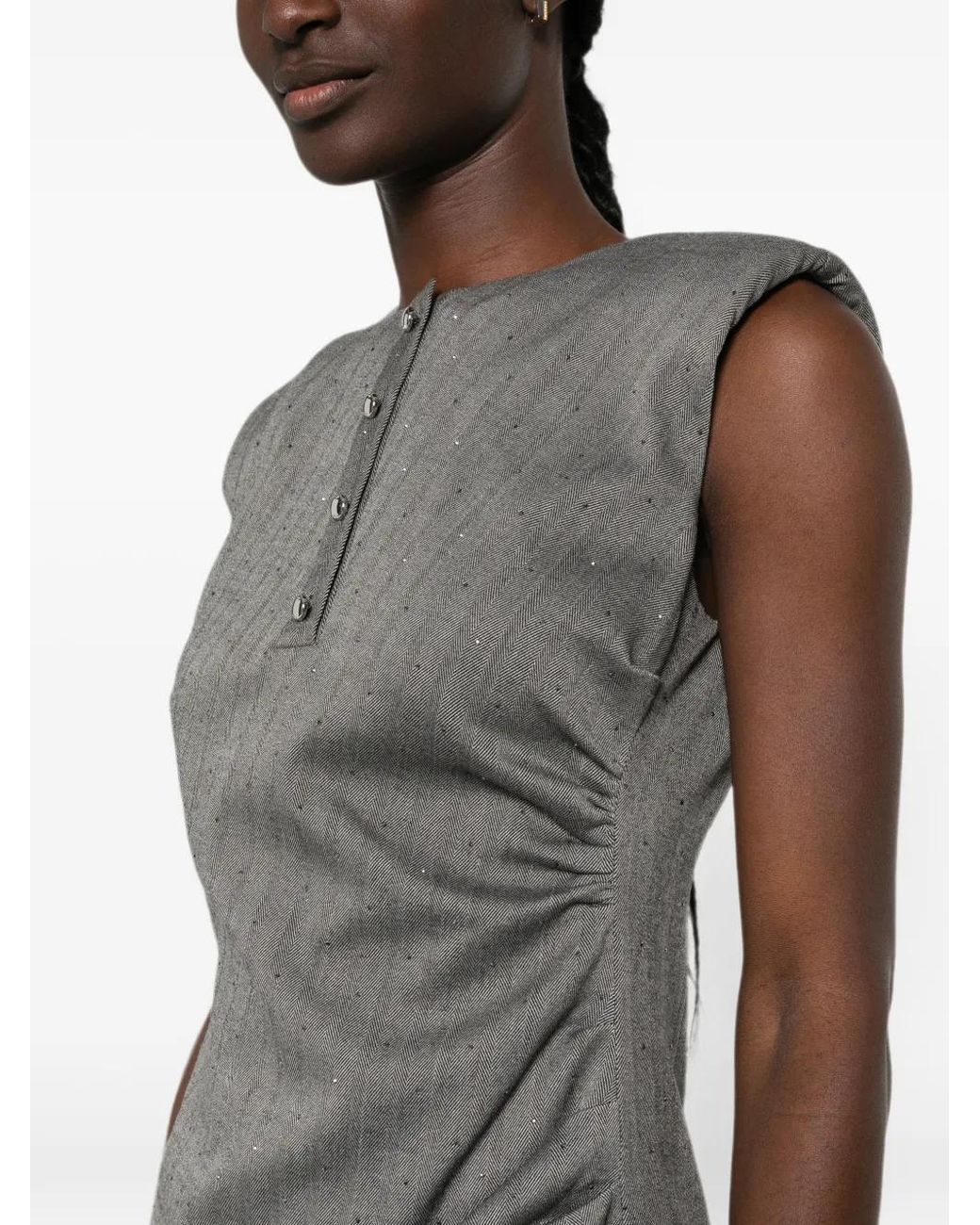 Maje Gray Short Rhinestone Tailored Dress