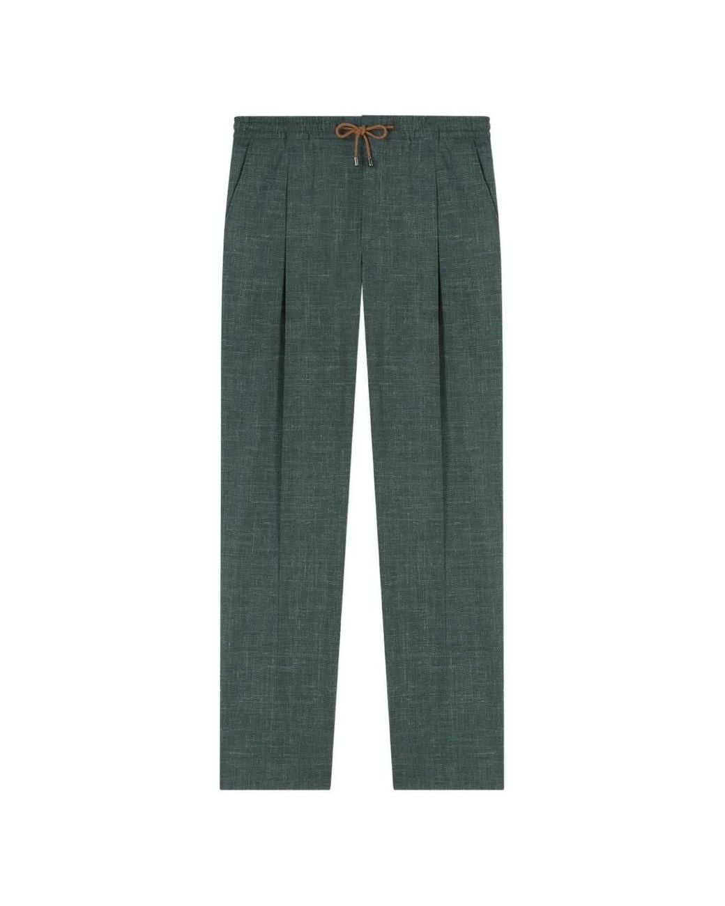 RETORI Green Drawstring Pleated Trousers for men