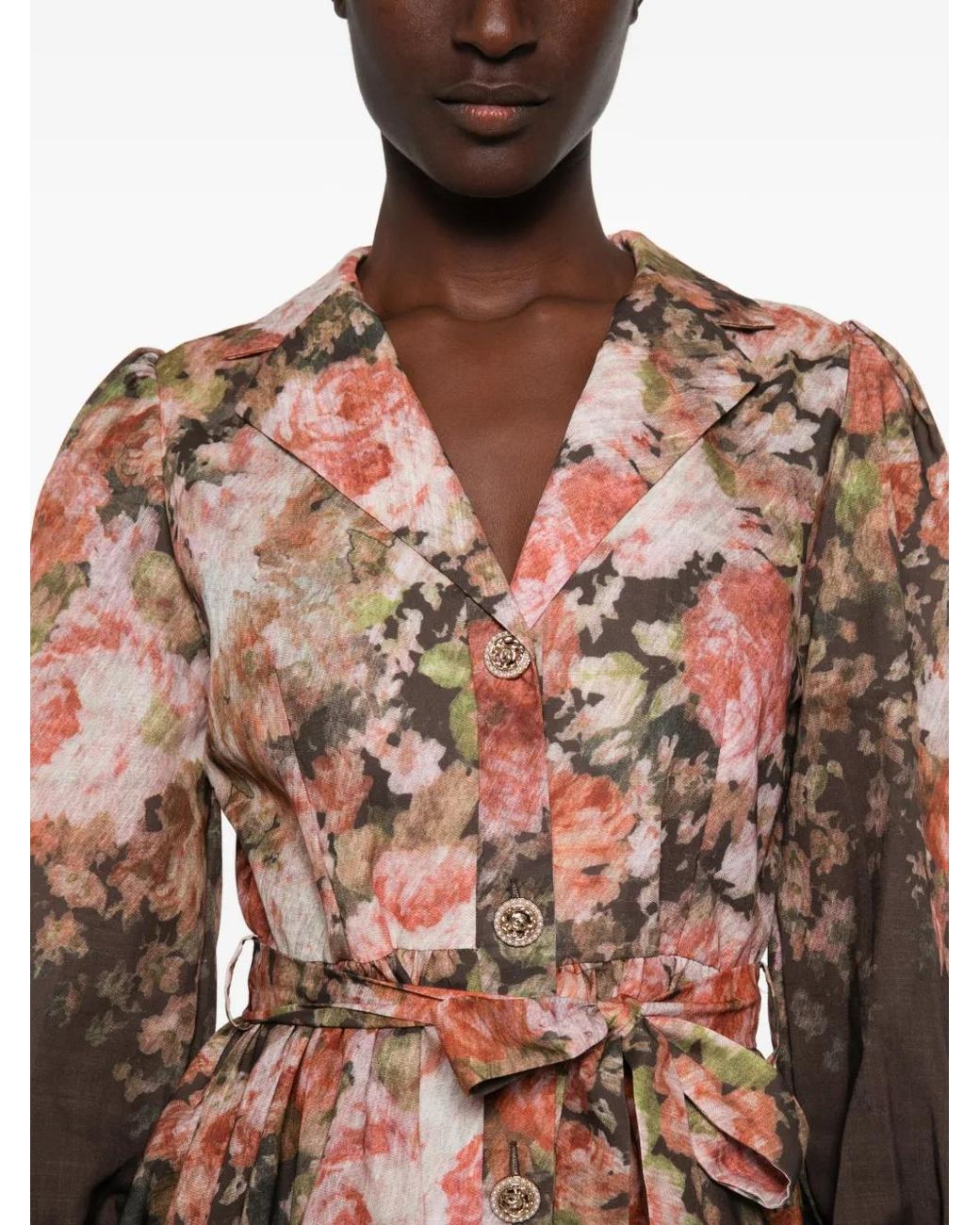 Paperlace Brown Sara Floral-Print Belted Mini Dress
