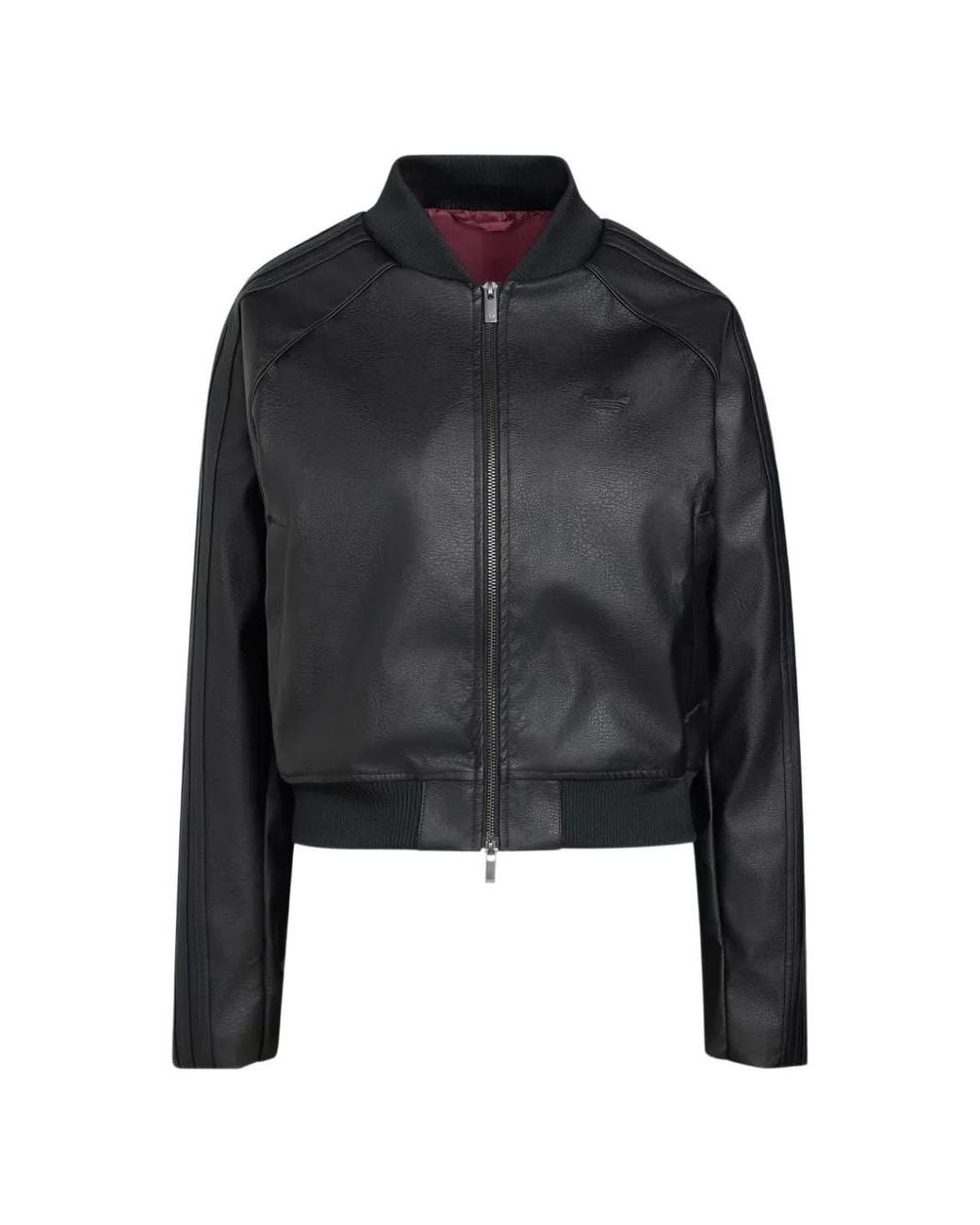 Adidas Black Sst Logo-Embroidered Faux-Leather Jacket