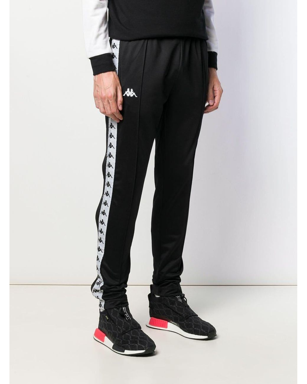 Kappa Press Stud Track Pants in Black 
