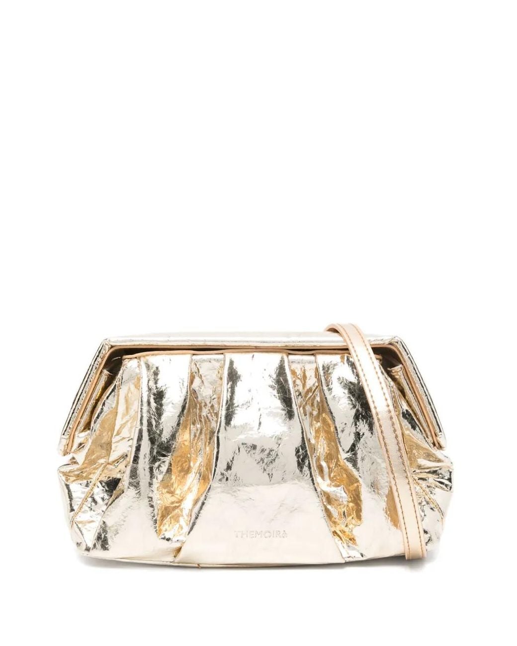 THEMOIRÈ Natural Pleated-Metallic Clutch Bag
