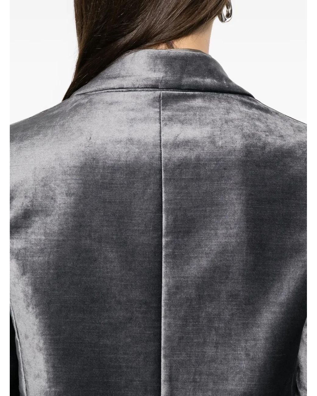 Forte_forte Gray Velvet Single-Breasted Blazer