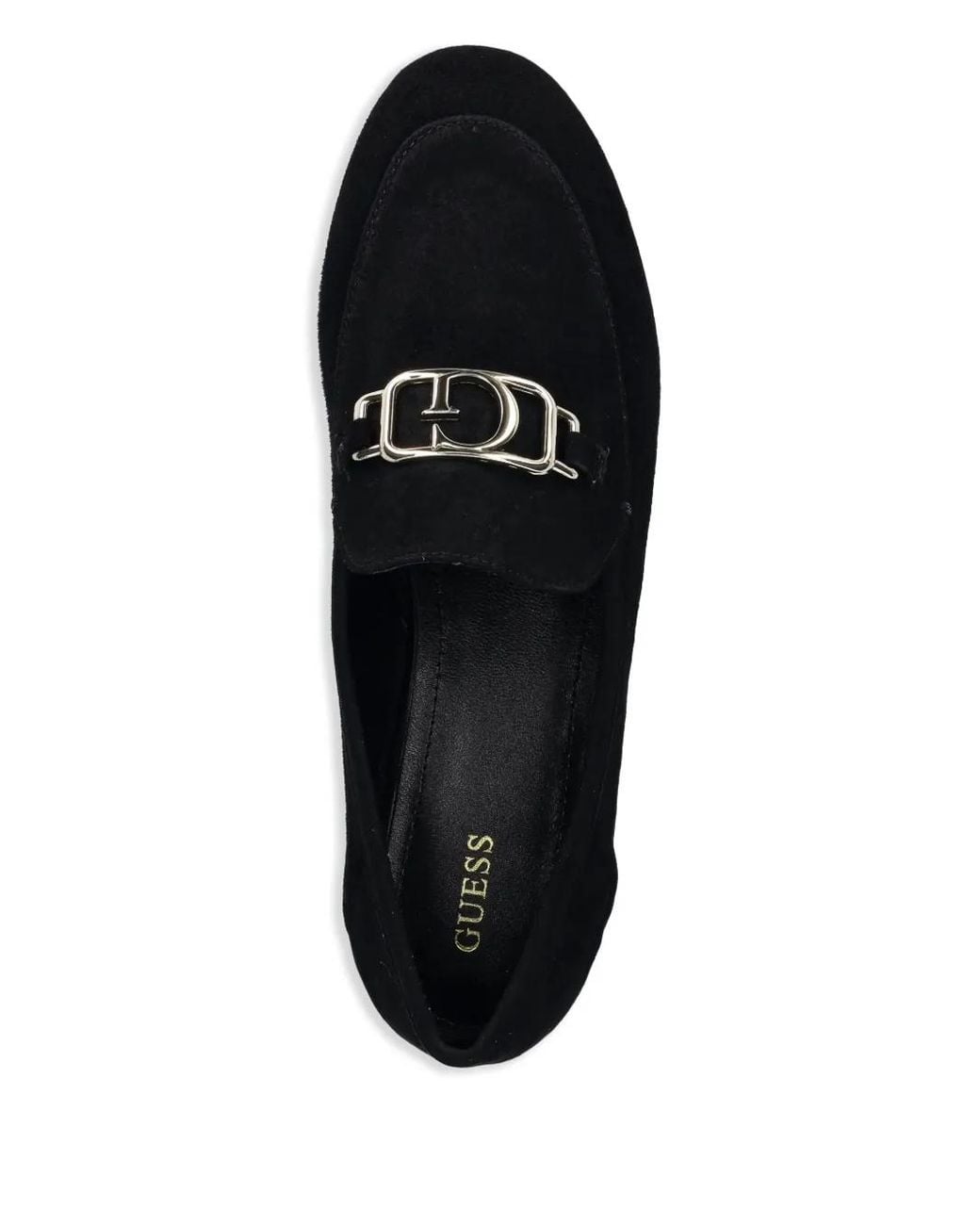 Guess Black Logo-Plaque Loafers