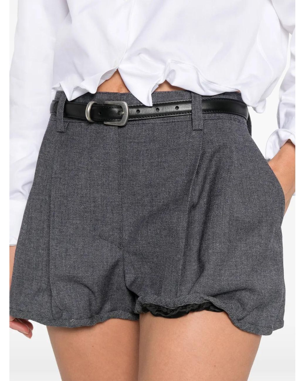 Prada Gray Grisaille Shorts Aus Satin