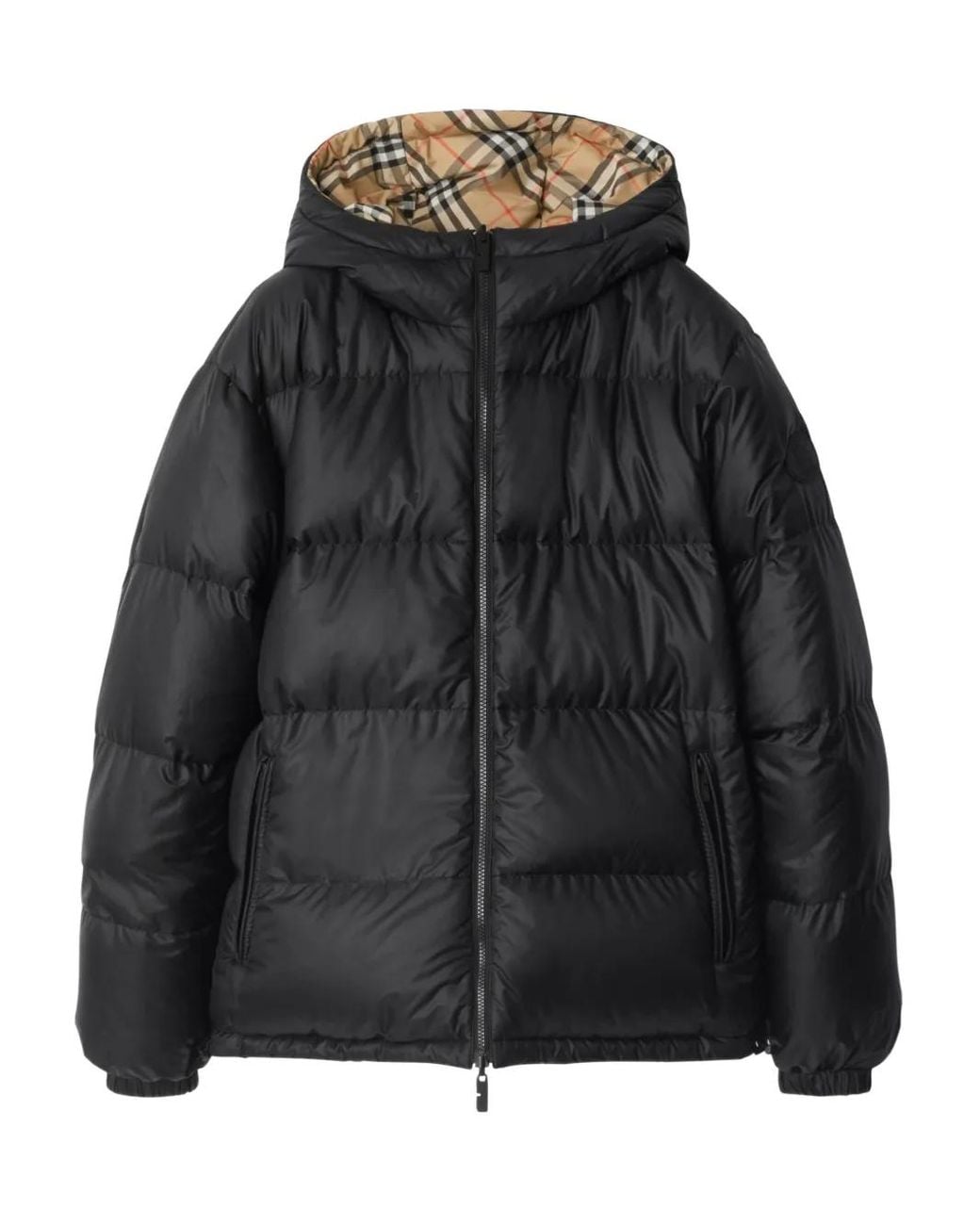 Burberry Black Down Reversible Check Puffer Jacket for men