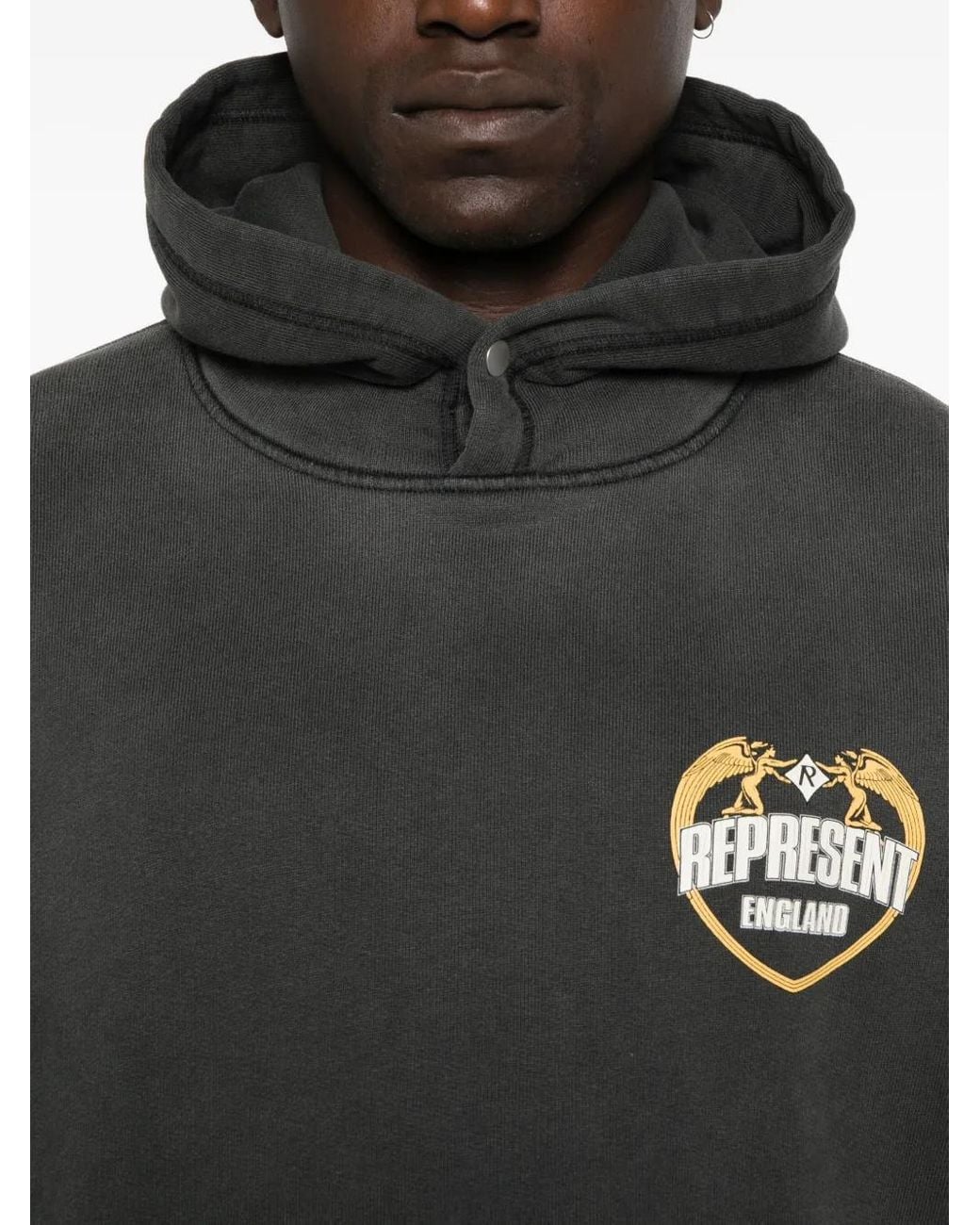 Represent Black Logo-Embroidered Hoodie for men