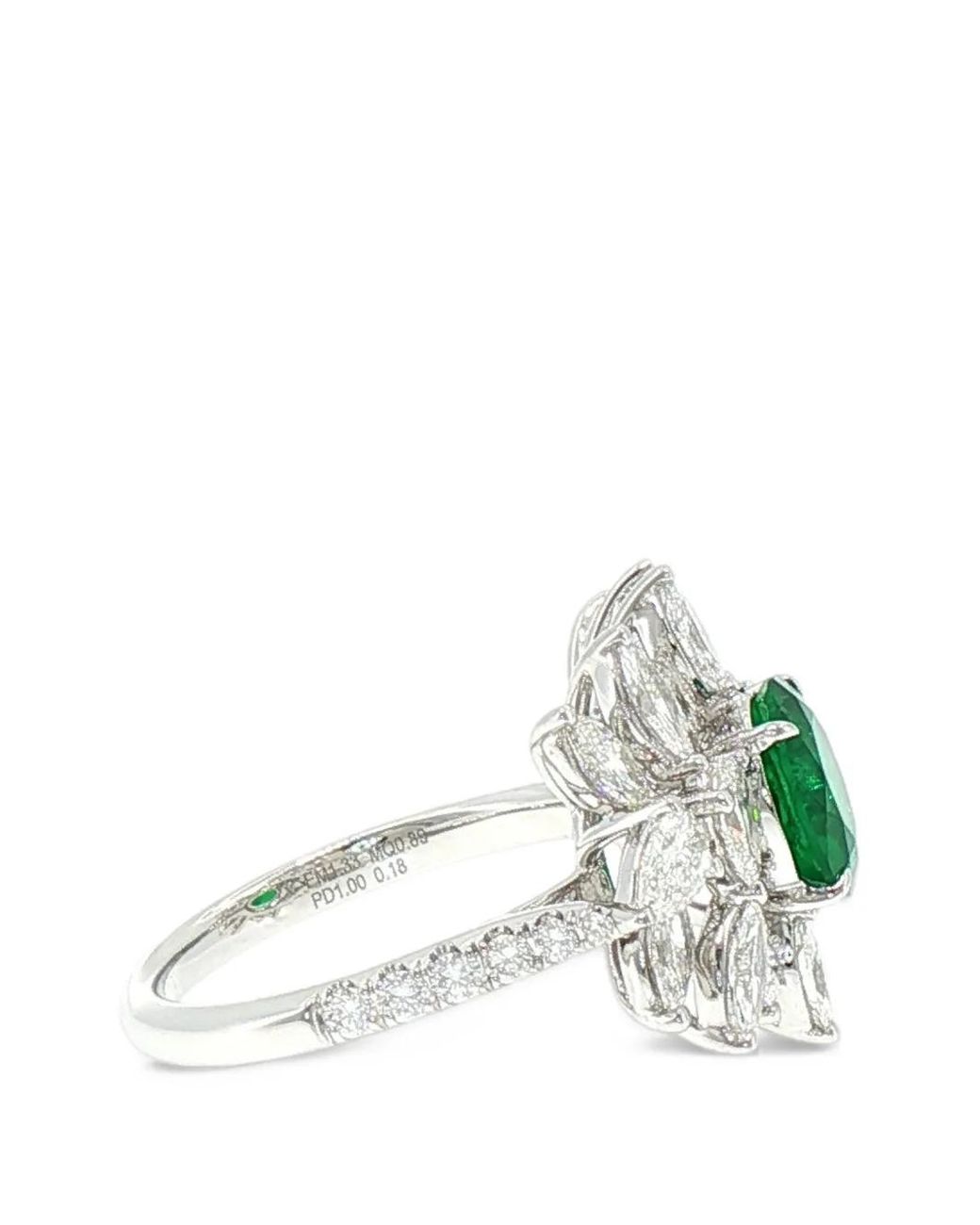 HYT Jewelry Green Emerald And Diamond Ring