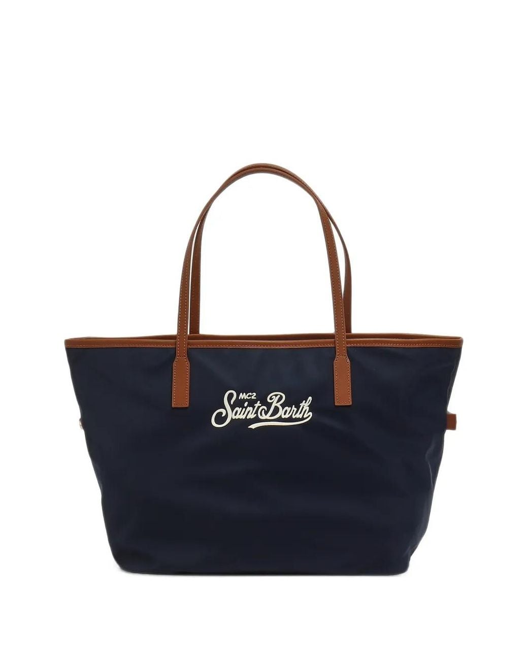 Mc2 Saint Barth Blue City Logo-Embroidered Tote Bag