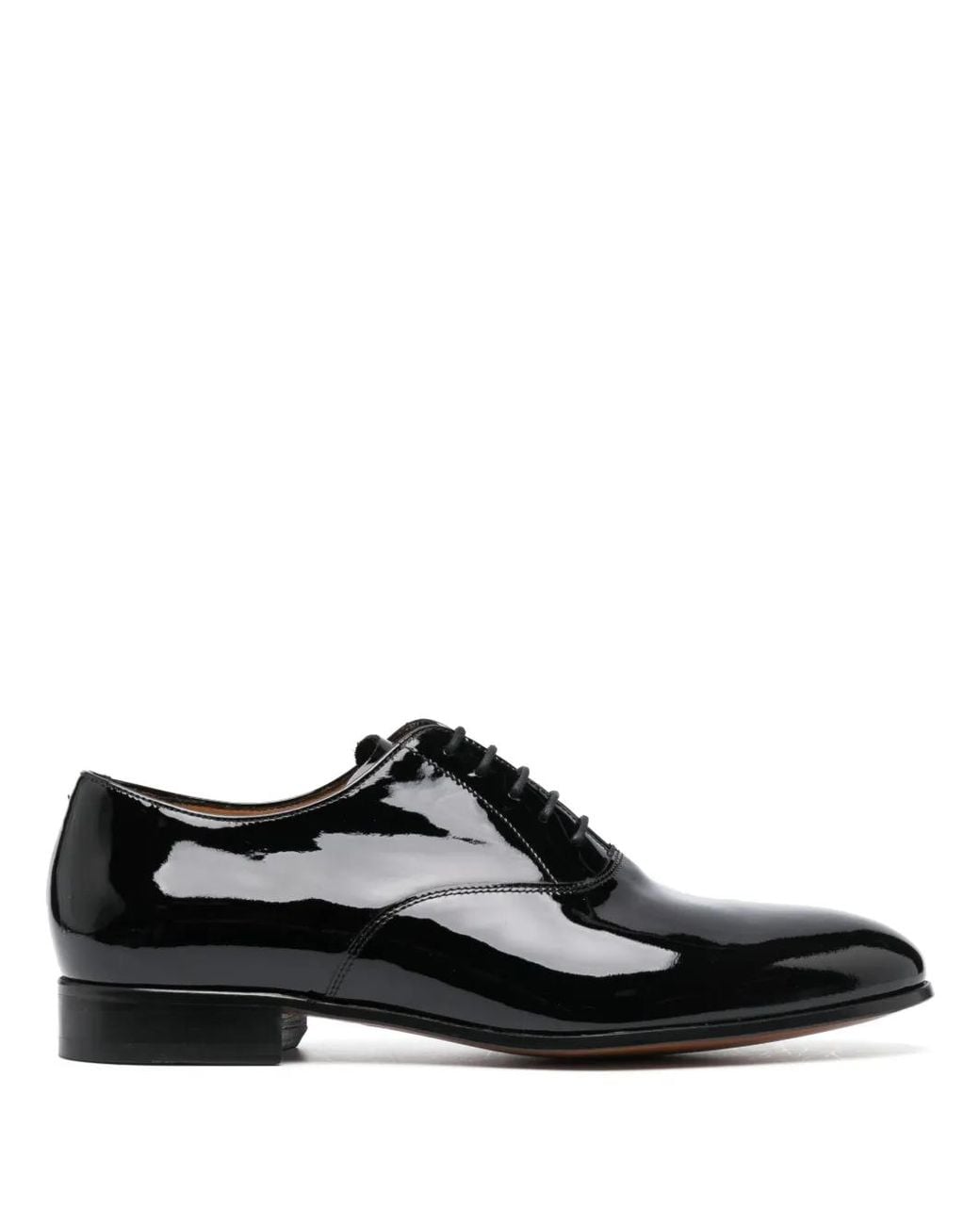 Fursac Black High-Shine Leather Derby Shoes for men