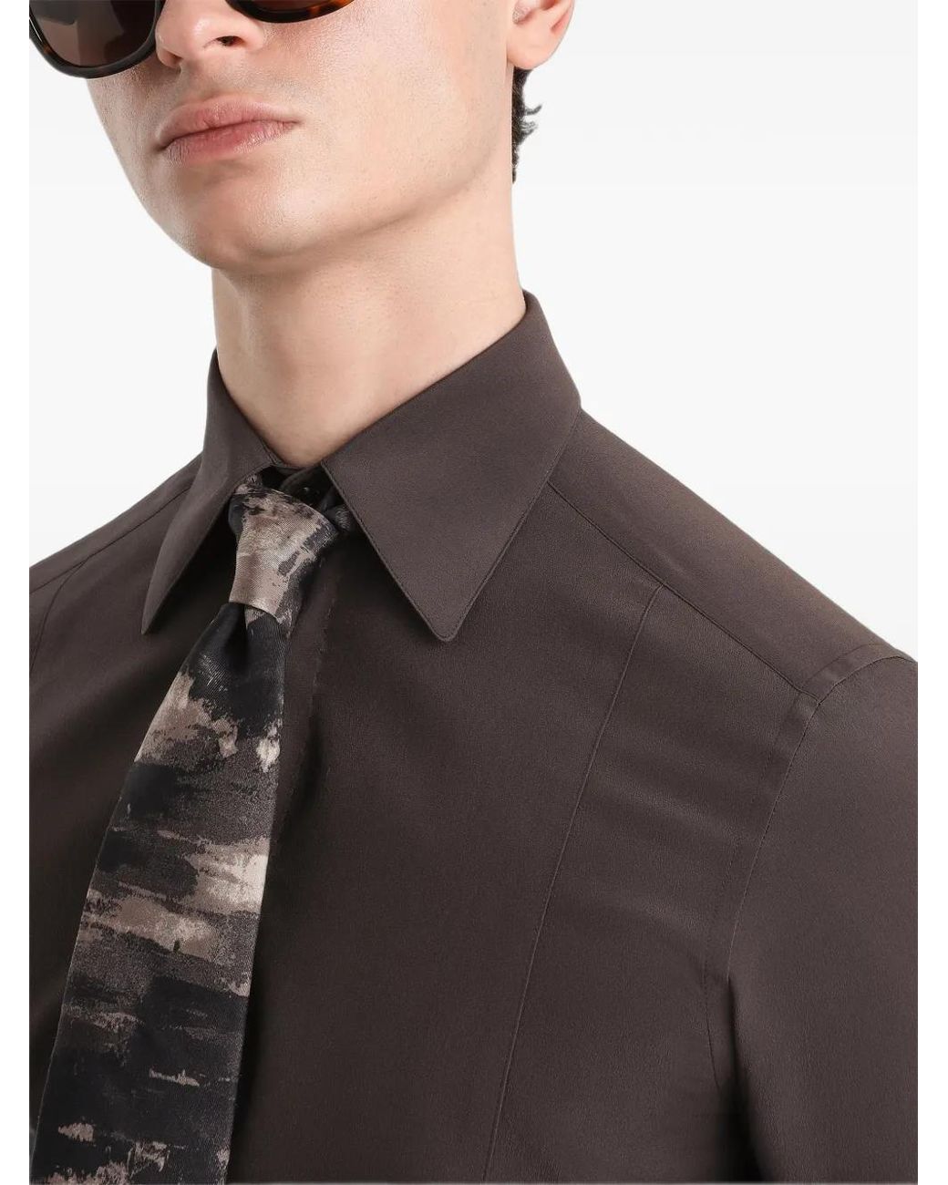 Dolce & Gabbana Brown Chemise Martini En Soie Crêpe De Chine for men