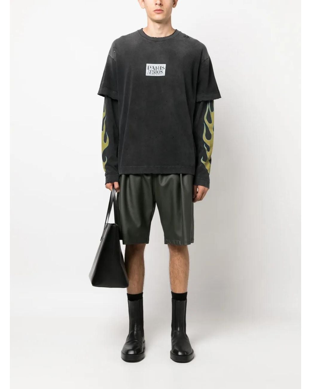 Givenchy Black Logo-Print Double-Layer T-Shirt for men