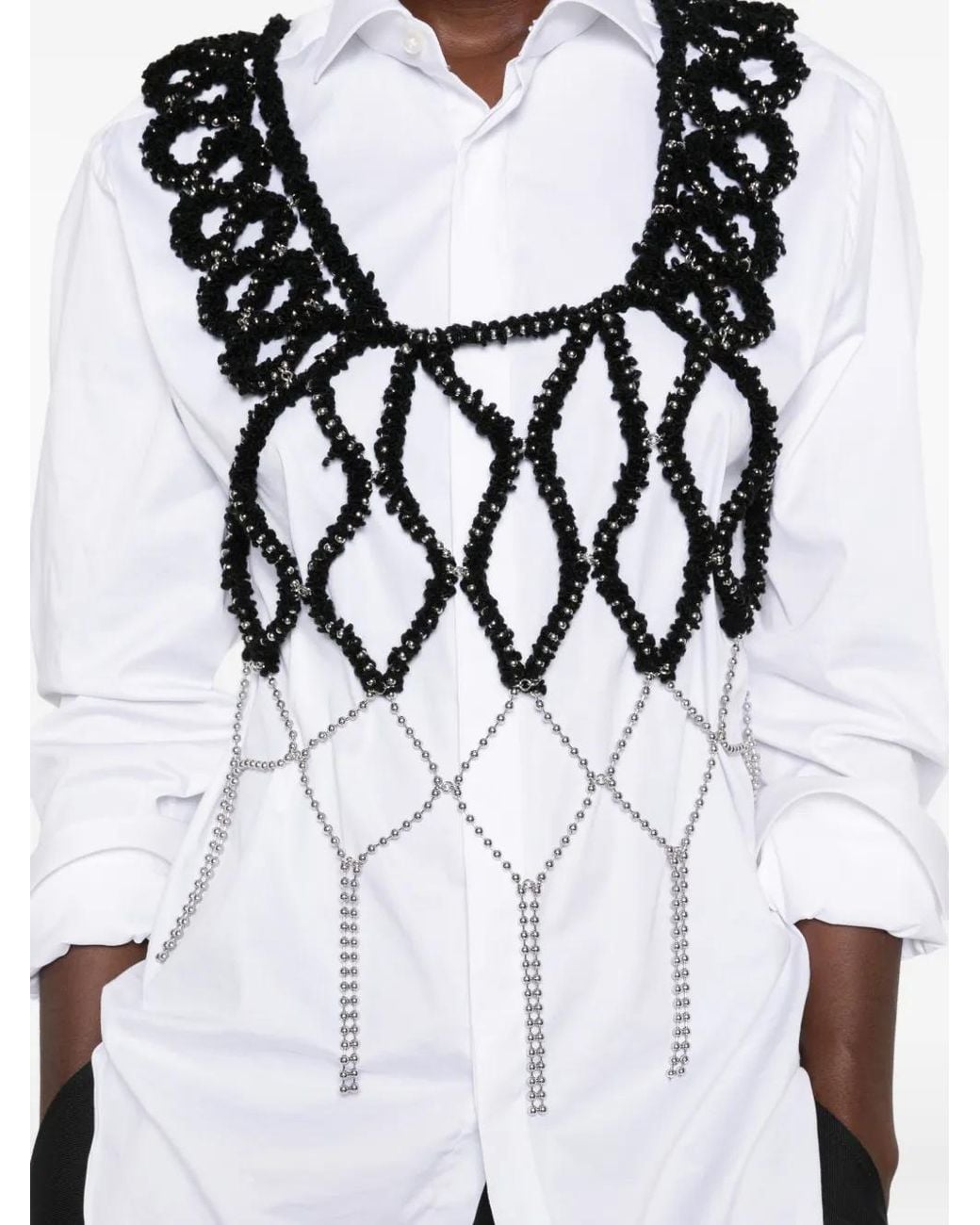 Noir Kei Ninomiya Black Beaded Cage-Style Top