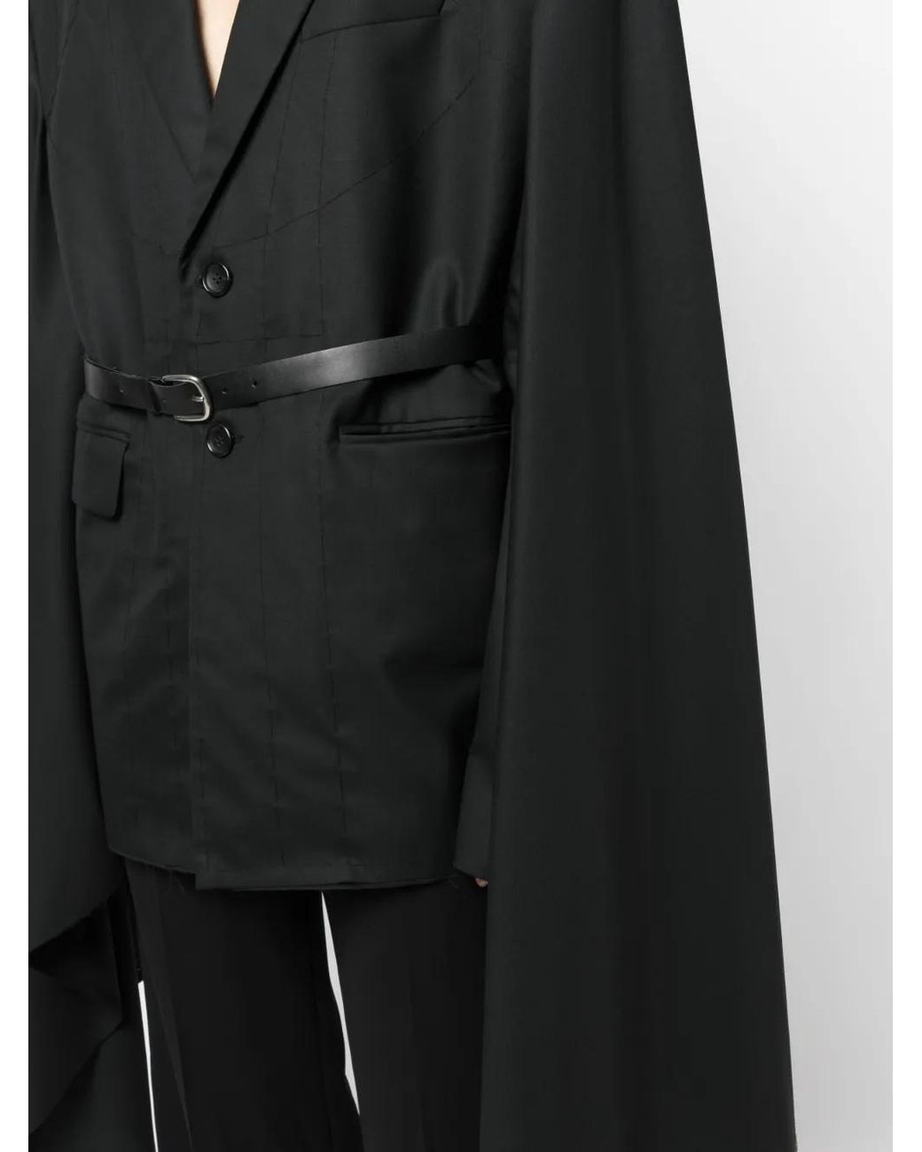 Junya Watanabe Black Belted Wool Cape Blazer