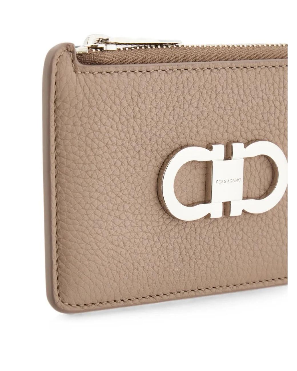 Ferragamo Brown Double Gancini Credit Cardholder