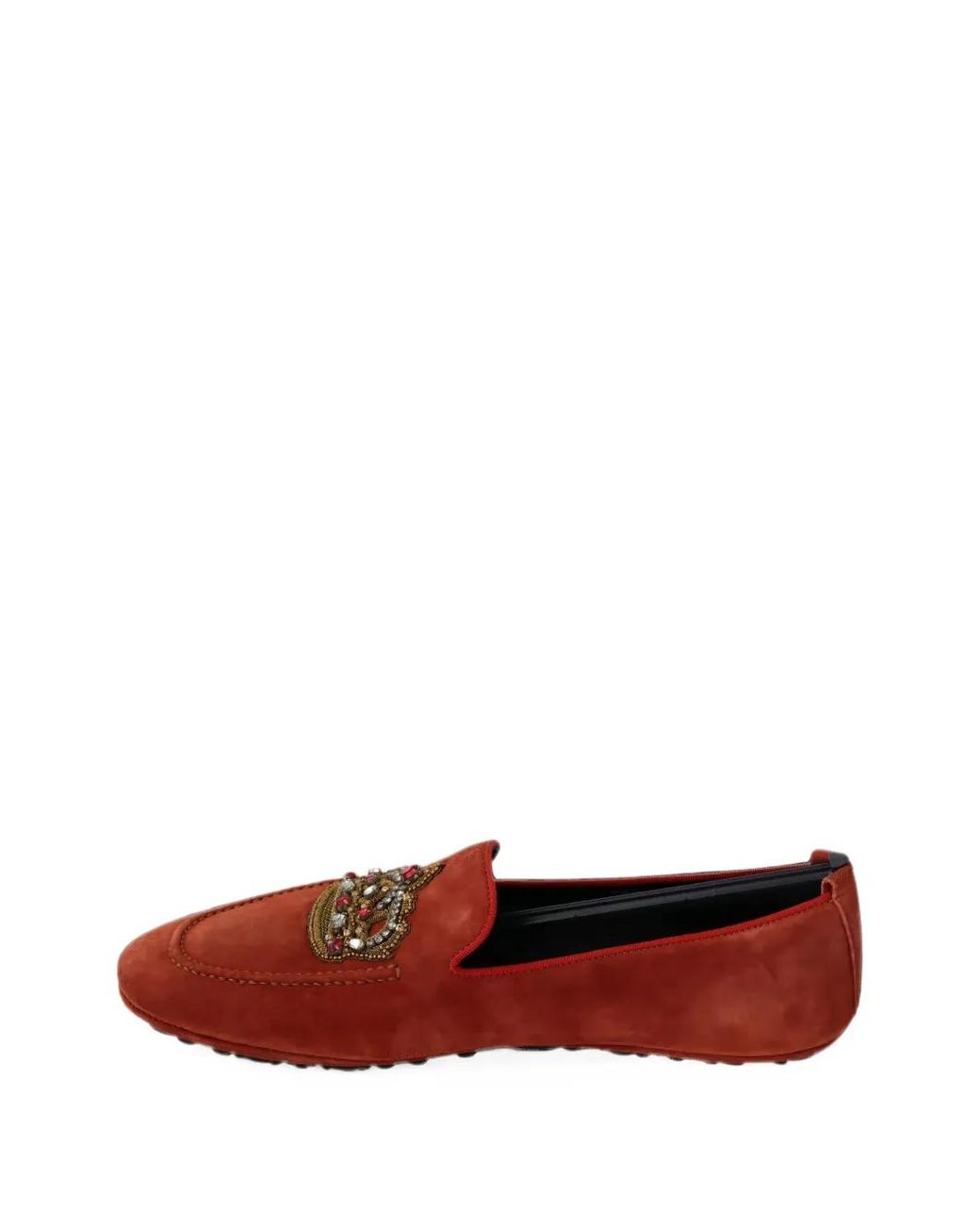 Dolce & Gabbana Red Crystal-Embellished Crown Loafers for men