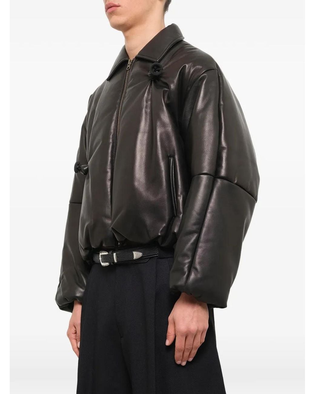 Doublet Black Inflated Balloon Leather Jacket for men