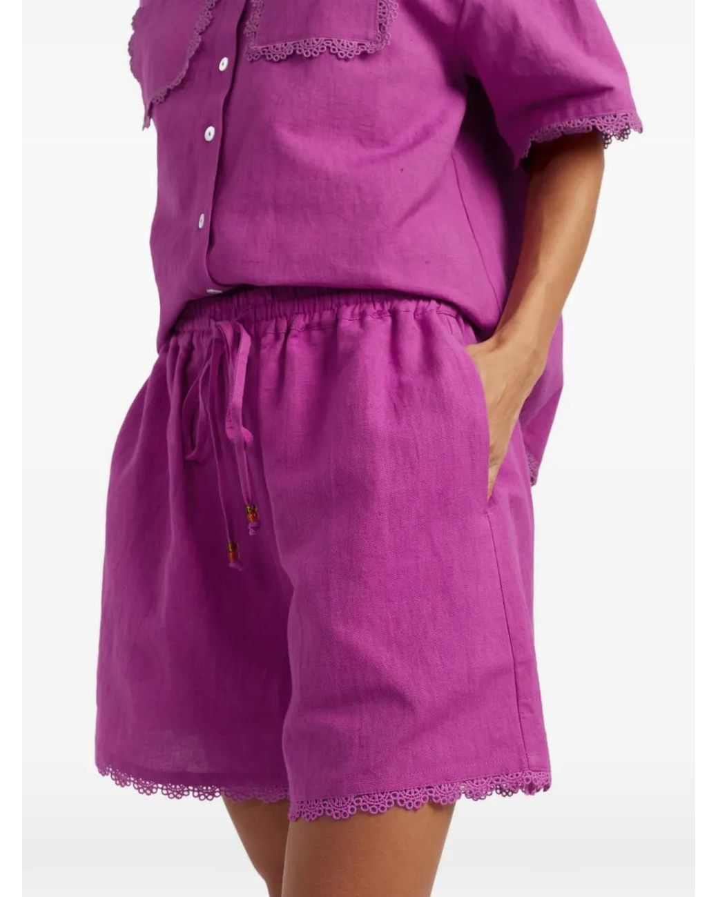 Chinti & Parker Purple Scallop-Trim Shorts