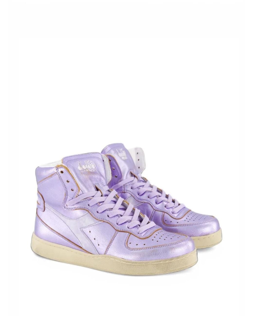 Diadora Purple Mi Basket Metallic Leather High-Tops Sneakers