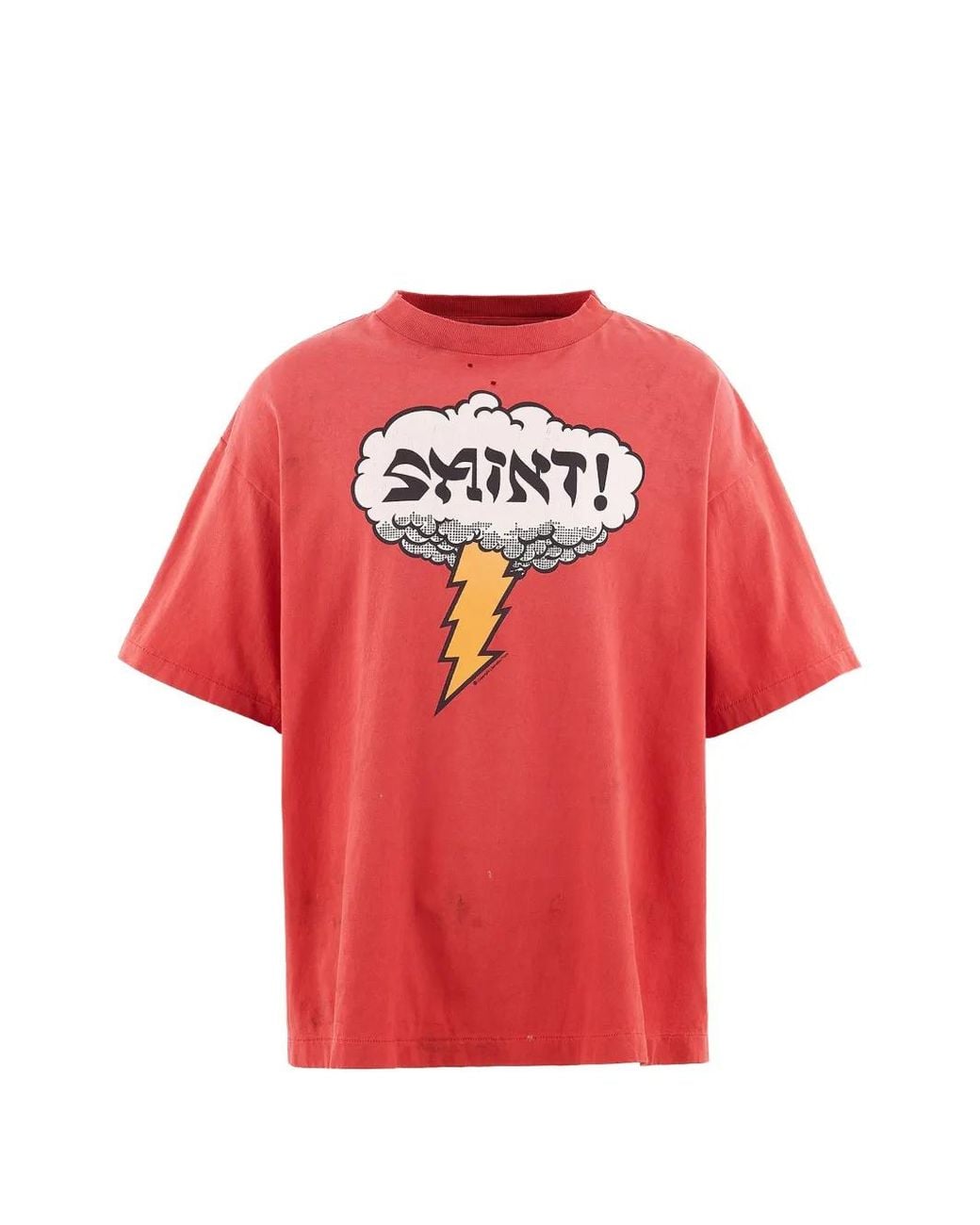 SAINT Mxxxxxx Red Graphic-Print Distressed T-Shirt for men